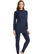 Charger l'image dans la galerie, Burkini - 3 - pièces - femme - pudique - modest - fashion - bleu marine - maillot - de - bain - musulmanes