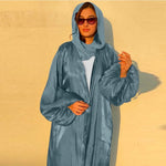 Charger l'image dans la galerie, abaya - kimono - satin - bleu - femme - modest - fashion