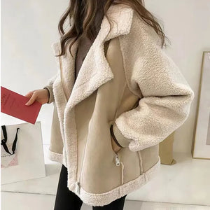 veste - bombardier - fausse - fourrure - pour - femmes - vêtements - crème