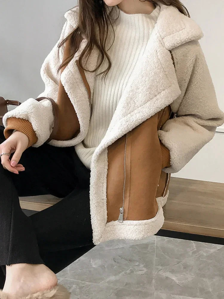 veste - bombardier - fausse - fourrure - pour - femmes - vêtements - beige