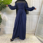 Charger l&#39;image dans la galerie, abaya - satin - femme - bleu marine - modest - fashion

