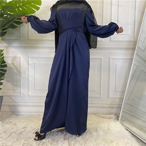 abaya - satin - femme - bleu marine - modest - fashion