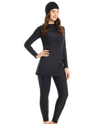 Charger l&#39;image dans la galerie, Burkini - 3 - pièces - femme - pudique - modest - fashion - noir - maillot - de - bain - musulmanes
