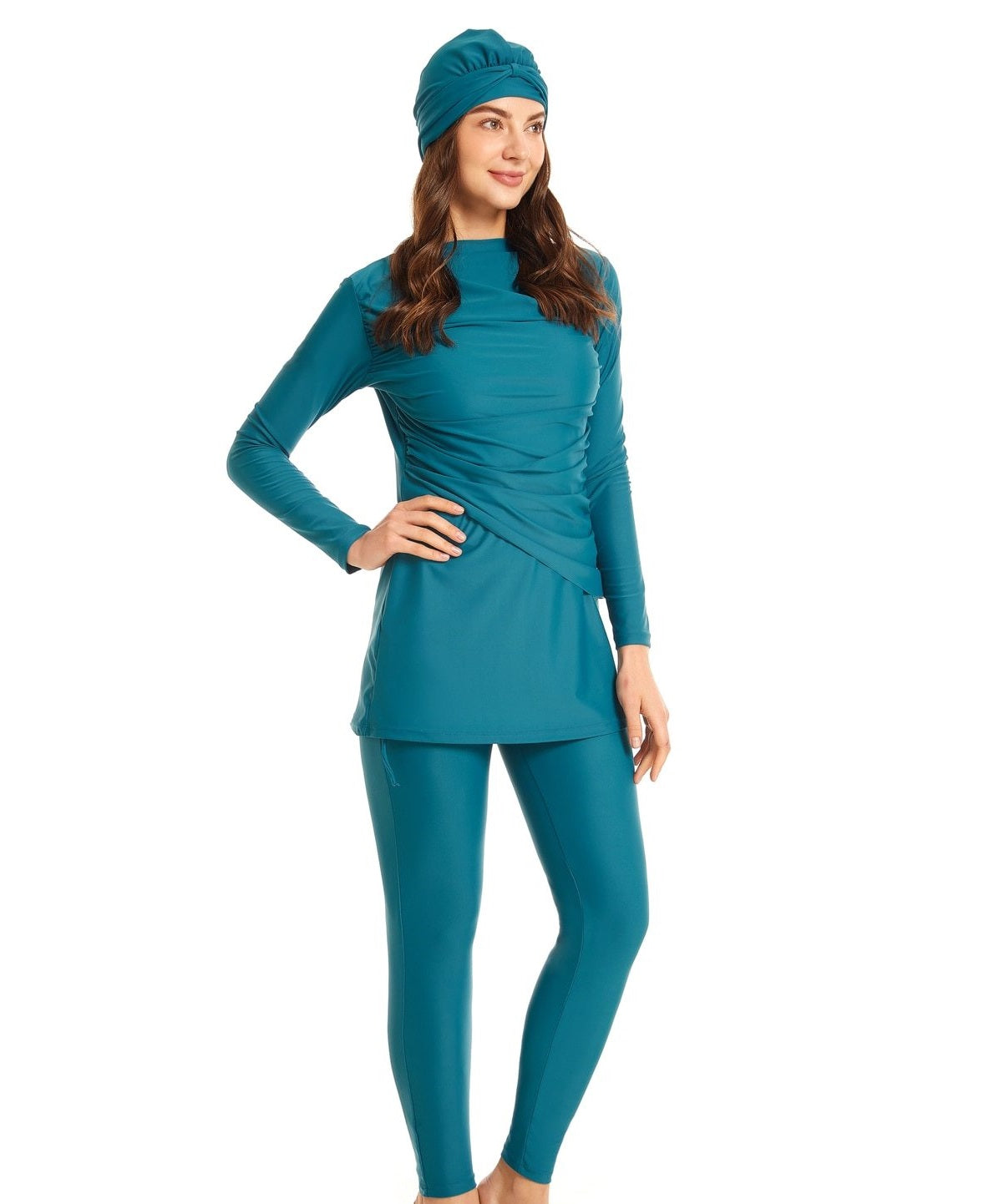 Burkini - 3 - pièces - femme - pudique - modest - fashion - bleu  - maillot - de - bain - musulmanes