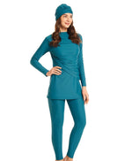 Charger l&#39;image dans la galerie, Burkini - 3 - pièces - femme - pudique - modest - fashion - bleu  - maillot - de - bain - musulmanes

