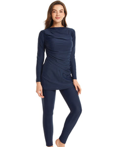 Burkini - 3 - pièces - femme - pudique - modest - fashion - bleu marine - maillot - de - bain - musulmanes
