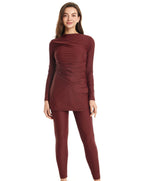 Charger l&#39;image dans la galerie, Burkini - 3 - pièces - femme - pudique - modest - fashion - bordeaux - maillot - de - bain - musulmanes
