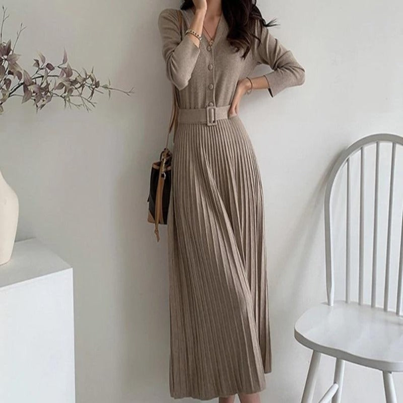 robe - longue - beige - maille - femme - modest - fashion - vêtement