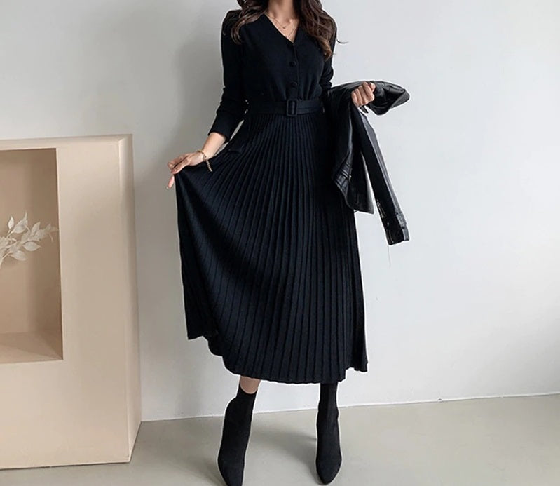 robe - longue - noir - maille - femme - modest - fashion - vêtement