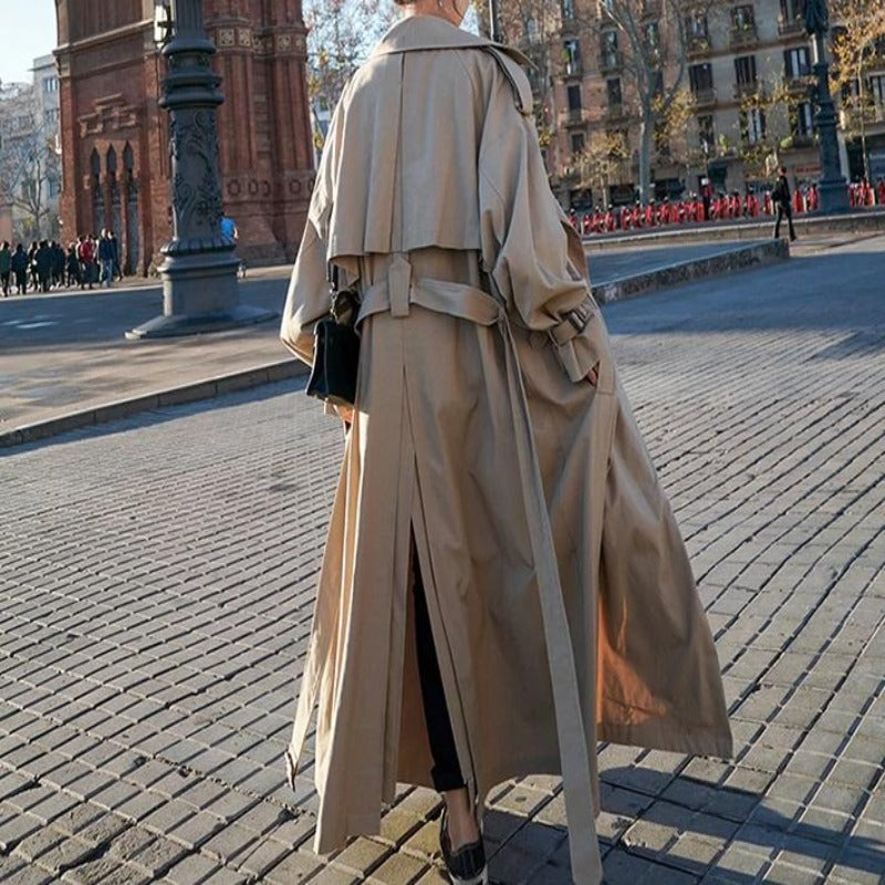 trench - coat - beige - long - femme - veste - manteau - modest - fashion