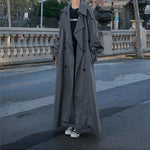 Charger l&#39;image dans la galerie, trench - coat - gris - long - femme - veste - manteau - modest - fashion
