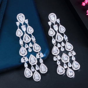 boucle - d'oreille - argent - zirconium - femme - blanc