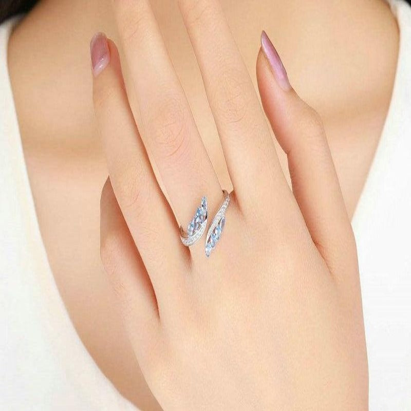 bague - femme - redimensionnable - argent - pierres- bleues