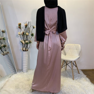 abaya - satin - rose - femme - modest - fashion