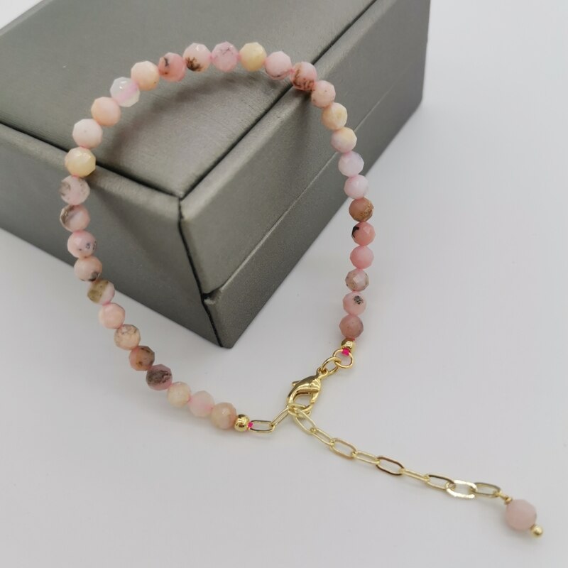 bracelet - perles - roses - femme - réglable- bijoux