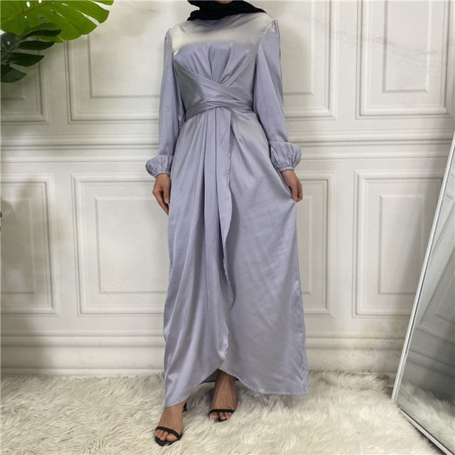 abaya - gris - satin - femme - modest - fashion