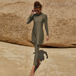 Charger l&#39;image dans la galerie, burkini - 2 - pièces - kaki - femme - modest - fashion - pudique - maillot - de - bain
