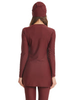 Charger l&#39;image dans la galerie, Burkini - 3 - pièces - femme - pudique - modest - fashion - bordeaux - maillot - de - bain - musulmanes
