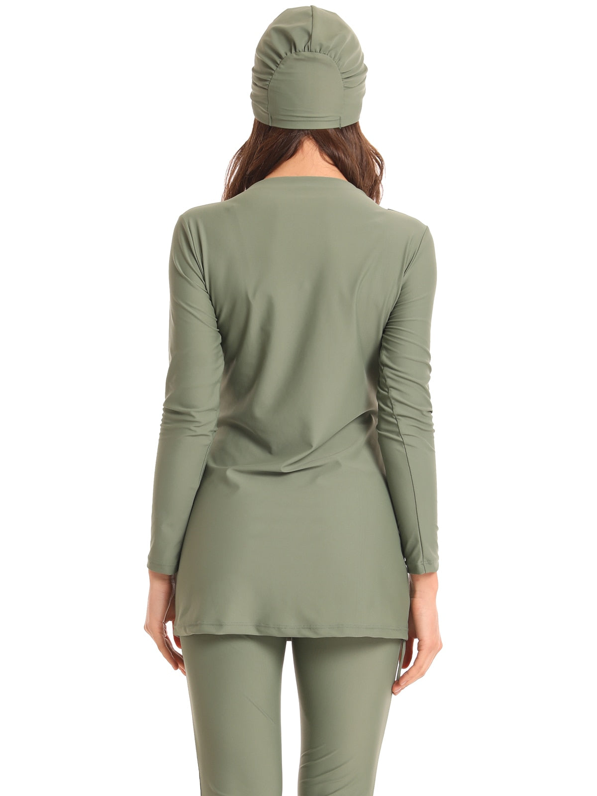 Burkini - 3 - pièces - femme - pudique - modest - fashion - kaki - maillot - de - bain - musulmanes