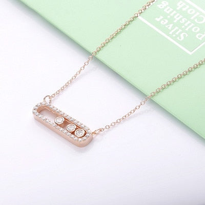 collier - 3 - pierres - zirconium - argent - or - rose gold - bijoux - femme